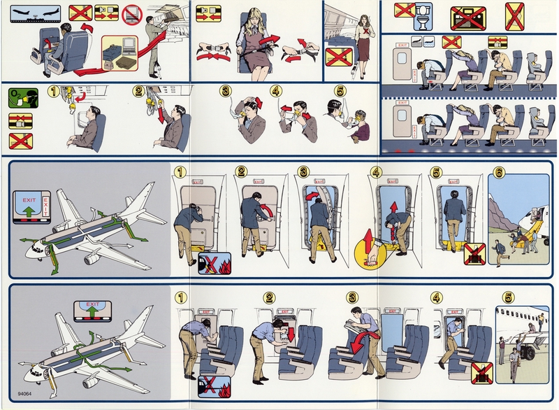 Image: safety information card: Continental Airlines, Boeing 737-200/300