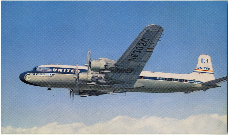 Image: postcard: United Air Lines, Douglas DC-7