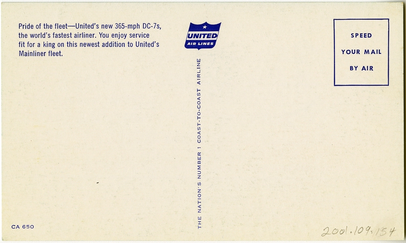Image: postcard: United Air Lines, Douglas DC-7