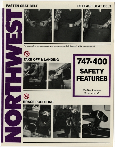 Image: safety information card: Northwest Airlines, Boeing 747-400