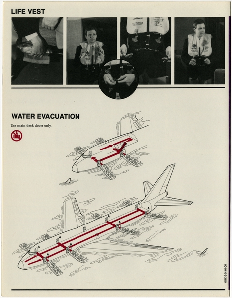 Image: safety information card: Northwest Airlines, Boeing 747-400