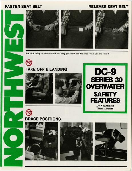 Image: safety information card: Northwest Airlines, Douglas DC-9 Series 30