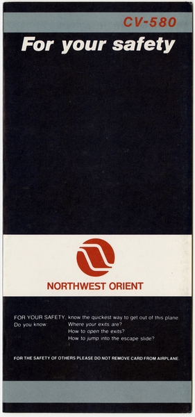 Image: safety information card: Northwest Orient, Convair 580