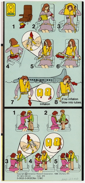 Image: safety information card: Northwest Orient, Convair 580