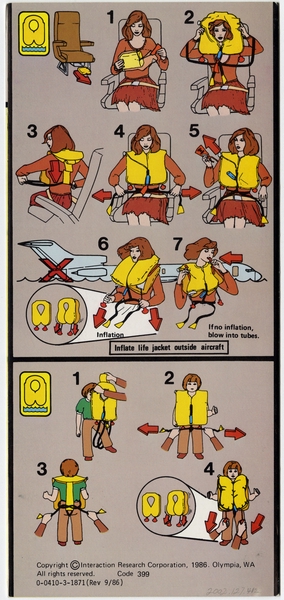 Image: safety information card: Northwest Airlines, Boeing 727-200