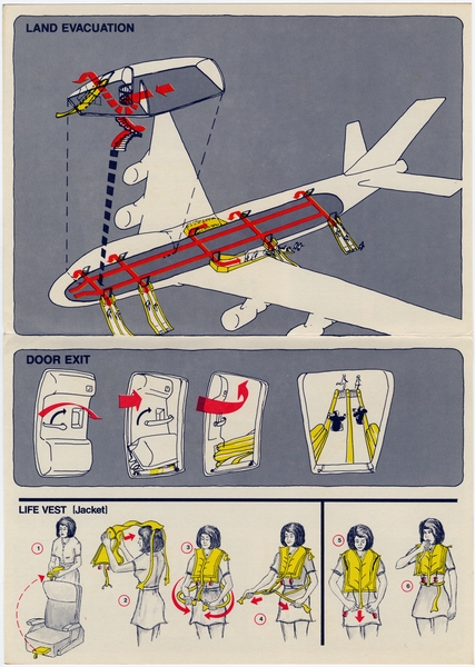 Image: safety information card: Northwest Orient, Boeing 747