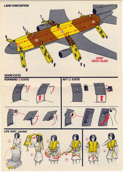 Image: safety information card: Northwest Orient, McDonnell Douglas DC-10