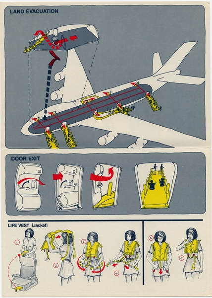 Image: safety information card: Northwest Orient, Boeing 747