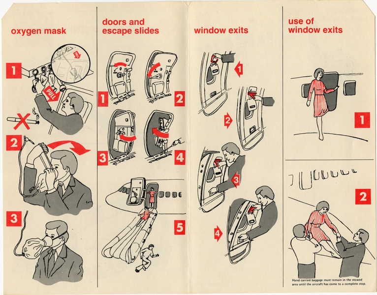 Image: safety information card: Northwest Orient, Boeing 727-100