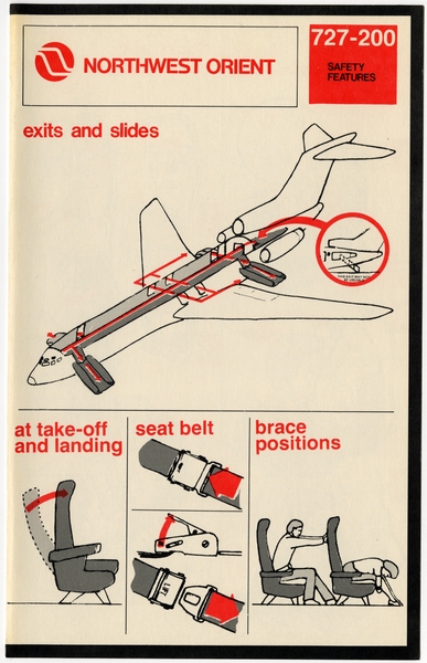 Image: safety information card: Northwest Orient, Boeing 727-200