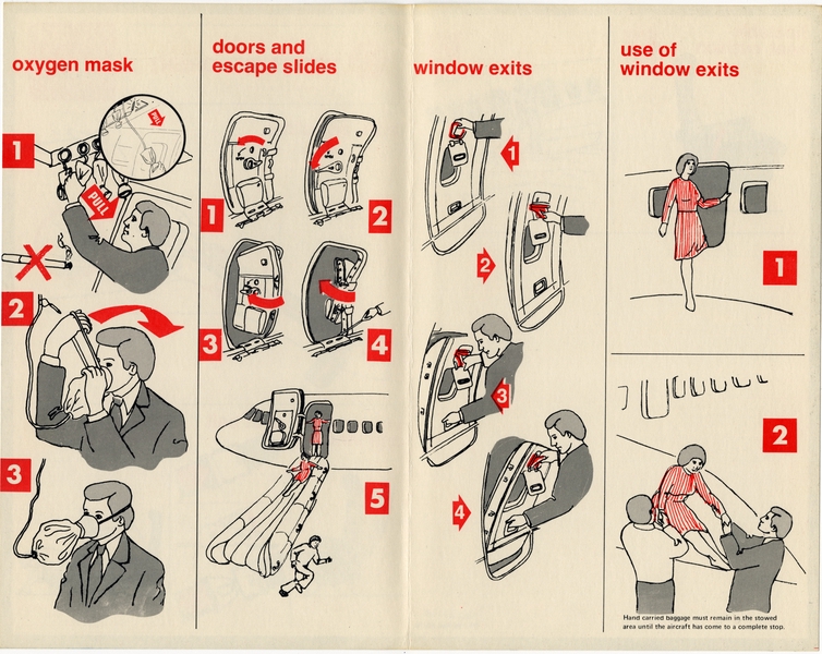 Image: safety information card: Northwest Orient, Boeing 727-200