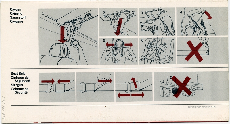 Image: safety information card: National Airlines, Boeing 727-200
