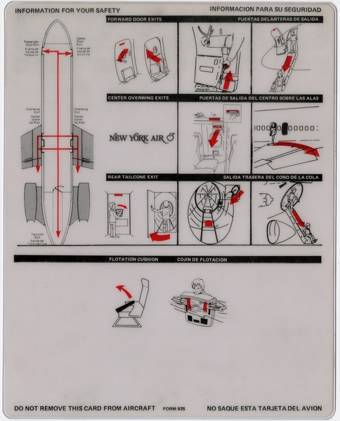 Image: safety information card: New York Air, Douglas DC-9-30