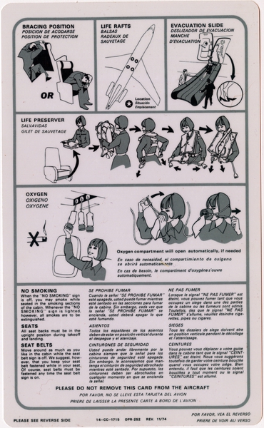 Image: safety information card: Eastern Air Lines, Boeing 727-QC