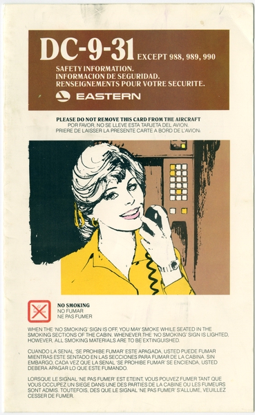 Image: safety information card: Eastern Air Lines, Douglas DC-9-31