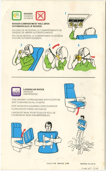Image: safety information card: Eastern Air Lines, Douglas DC-9-31