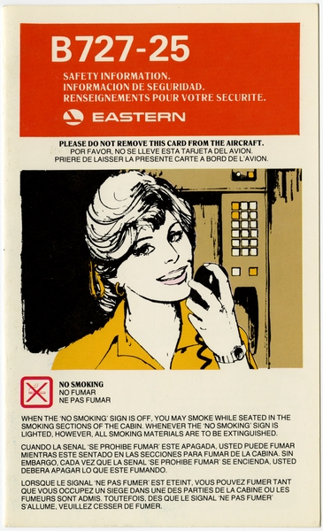 Image: safety information card: Eastern Air Lines, Boeing 727-25