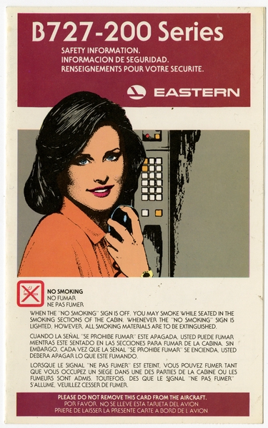 Image: safety information card: Eastern Air Lines, Boeing 727-200