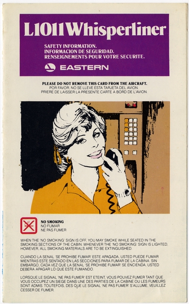 Image: safety information card: Eastern Air Lines, Lockheed L-1011 TriStar "Whisperliner"