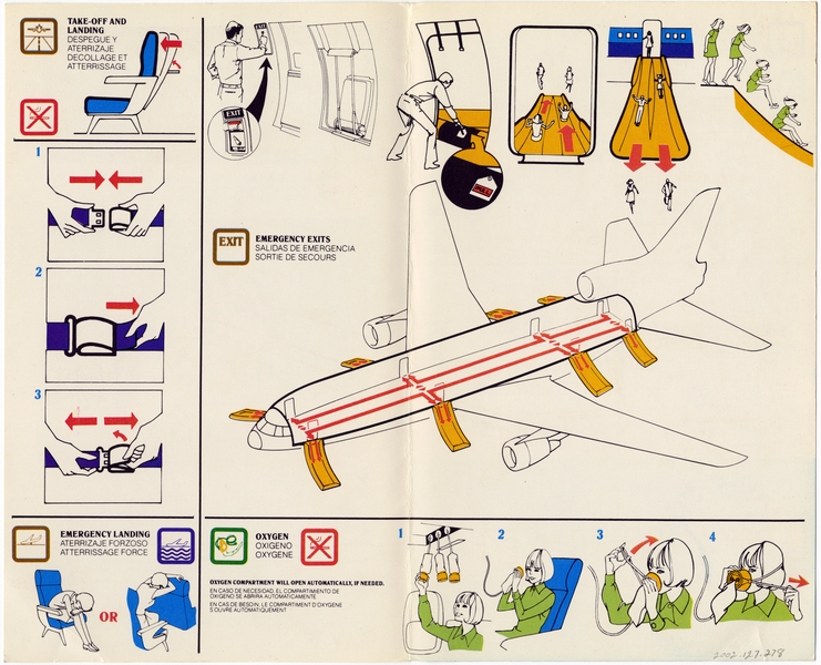 Image: safety information card: Eastern Air Lines, Lockheed L-1011 TriStar "Whisperliner"