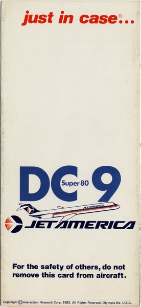 Image: safety information card: Jet America, Douglas DC-9 Super 80
