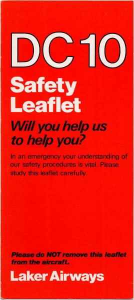 Image: safety information card: Laker Airways, McDonnell Douglas DC-10