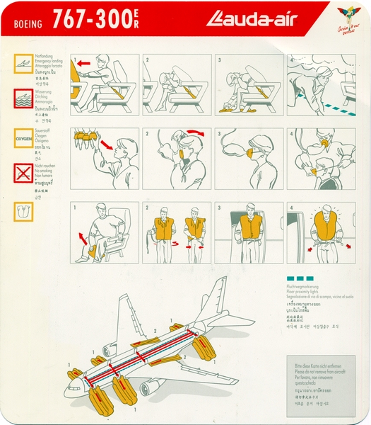 Image: safety information card: Lauda Air, Boeing 767-300ER
