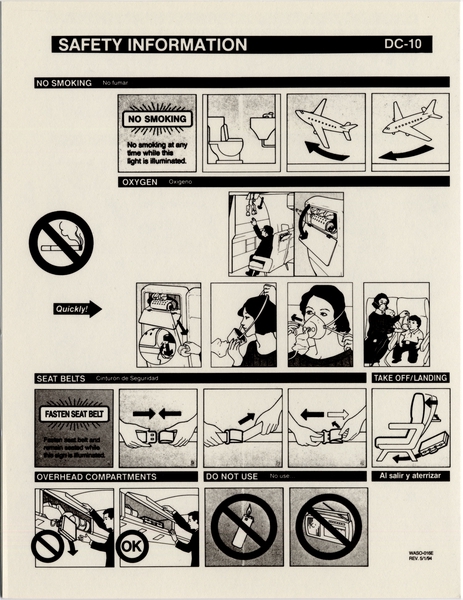 Image: safety information card: Leisure Air, McDonnell Douglas DC-10-10 and -30