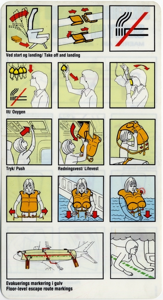 Image: safety information card: Maersk Air, Boeing 737-300/500