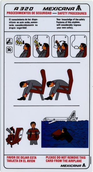 Image: safety information card: Mexicana Airlines, Airbus A320