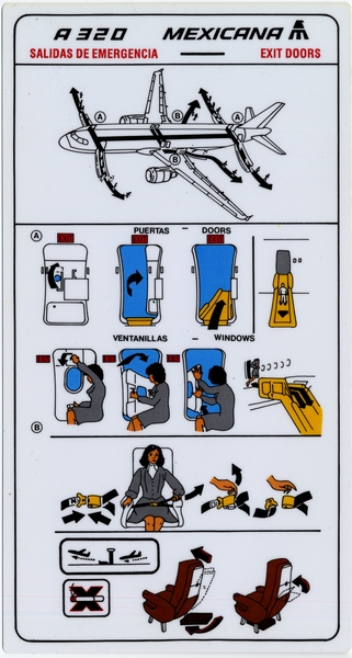 Image: safety information card: Mexicana Airlines, Airbus A320