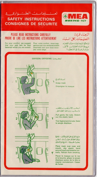 Image: safety information card: Middle East Airlines (MEA), Boeing 707