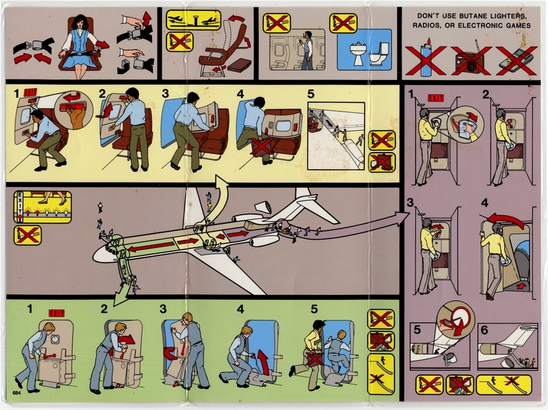 Image: safety information card: Midway, McDonnell Douglas MD-87