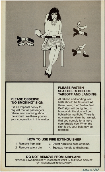 Image: safety information card: Imperial Airlines, Embraer EMB-110P1 Bandeirante