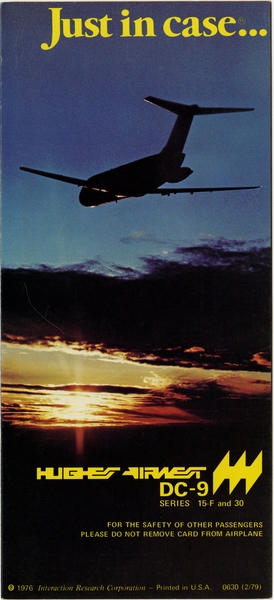 Image: safety information card: Hughes Airwest, Douglas DC-9
