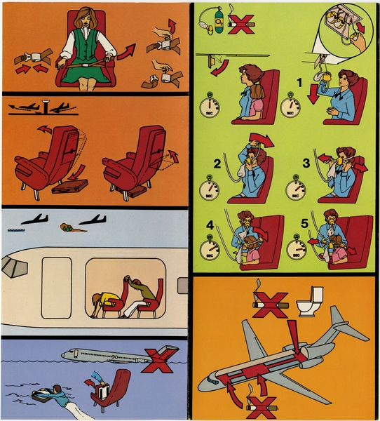 Image: safety information card: Hughes Airwest, Douglas DC-9