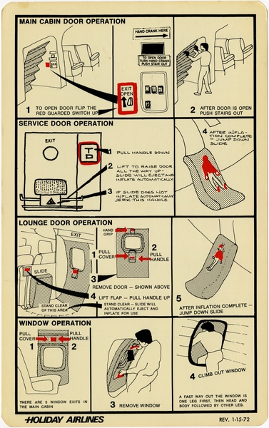 Image: safety information card: Holiday Airlines, Lockheed L-10 Electra