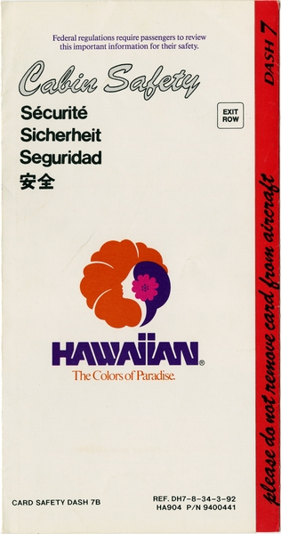 Image: safety information card: Hawaiian Airlines, de Havilland DHC-7 Dash 7