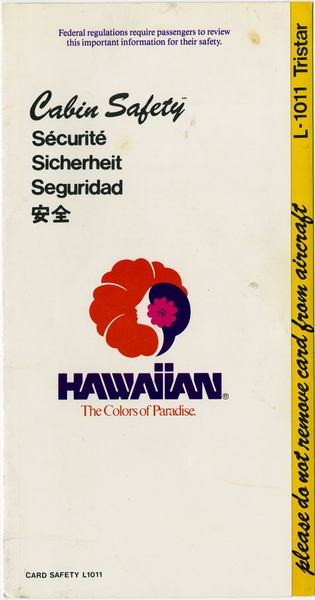 Image: safety information card: Hawaiian Airlines, Lockheed L-1011 TriStar