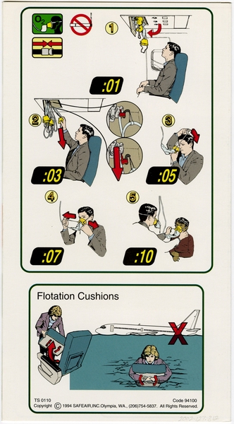 Image: safety information card: Frontier Airlines, Boeing 737-200