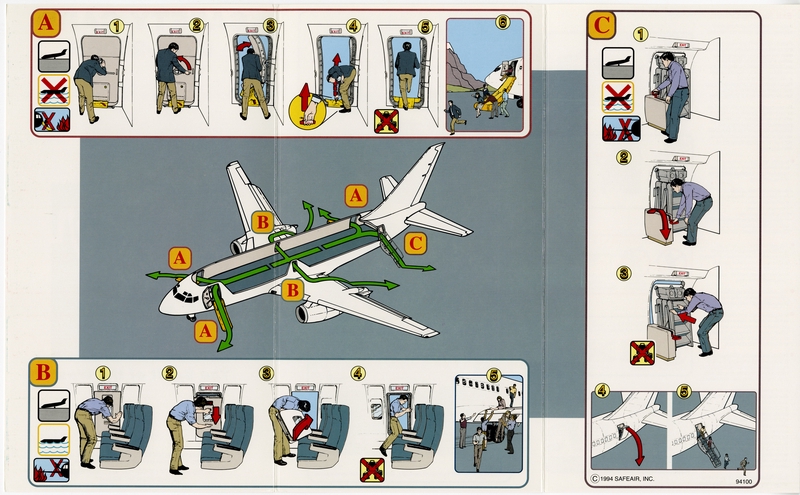 Image: safety information card: Frontier Airlines, Boeing 737-200