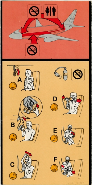 Image: safety information card: Frontier Airlines, Boeing 737