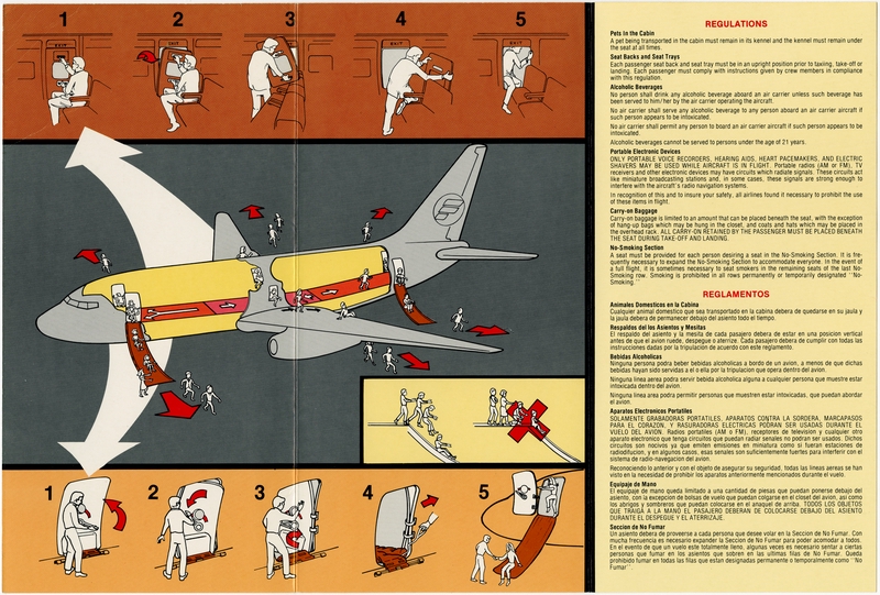 Image: safety information card: Frontier Airlines, Boeing 737