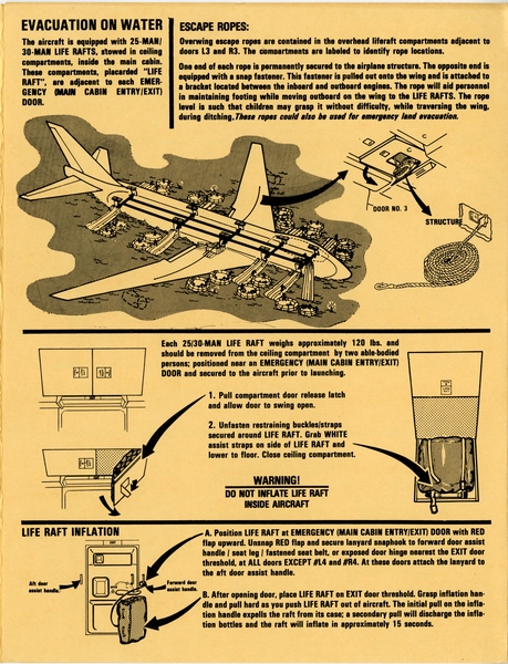 Image: safety information card: Flying Tigers, Boeing 747-212B
