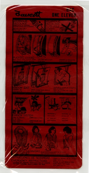 Image: safety information card: Faucett Airlines, BAC One-Eleven