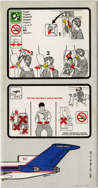 Image: safety information card: Express One, Boeing 727-100