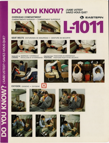 Image: safety information card: Eastern Air Lines, Lockheed L-1011 TriStar