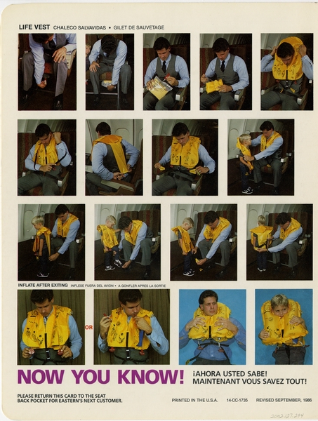 Image: safety information card: Eastern Air Lines, Lockheed L-1011 TriStar