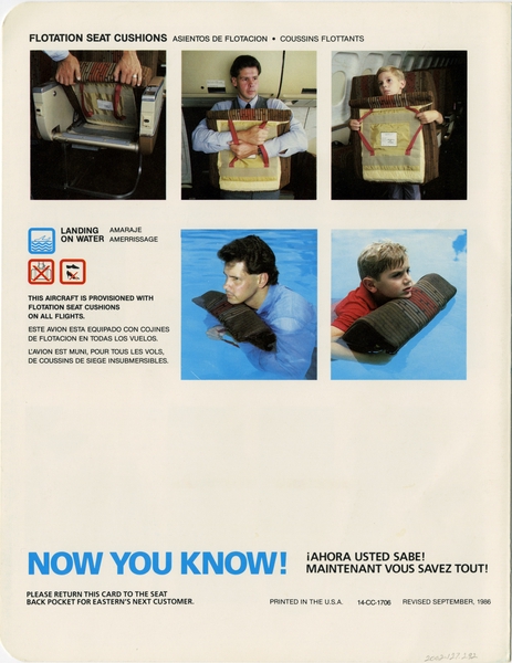 Image: safety information card: Eastern Air Lines, Douglas DC-9-51