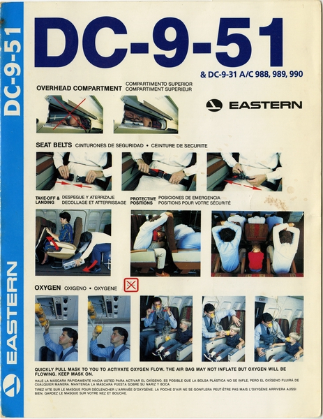 Image: safety information card: Eastern Air Lines, Douglas DC-9-51